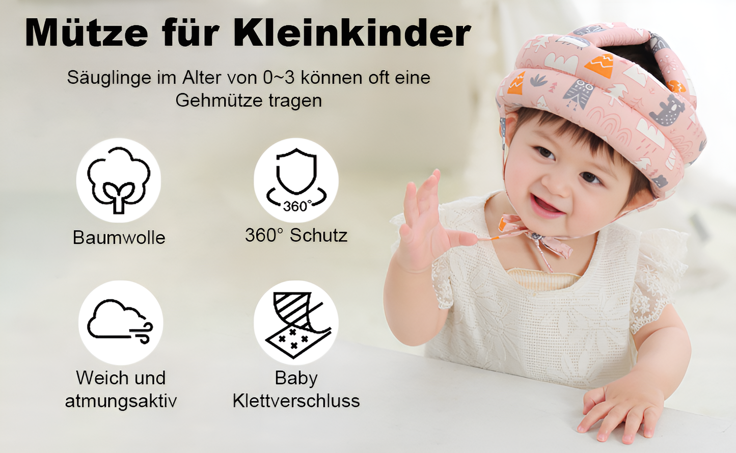 Baby Schutzhelm – Verstellbarer Kopfschutz (6–60 Monate)