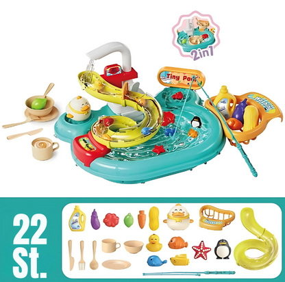 2-in-1 Spielzeug: Küchen-Set & Angelspiel – Lernspaß für Kinder ab 3 Jahren | Feinmotorik & Kreativität